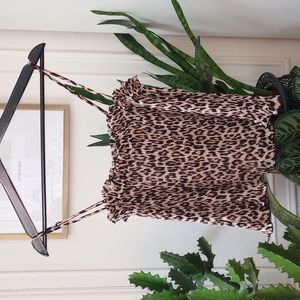 leopard Sheer Pleated tanktop